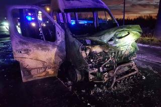 Wypadek w Kopciowicach. Bus stanął w płomieniach! W środku byli pasażerowie