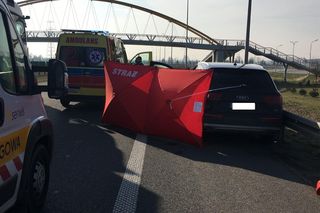 Wypadek na S5 koło Leszna. Kierowca audi wjechał w barierę energochłonną [ZDJECIA]