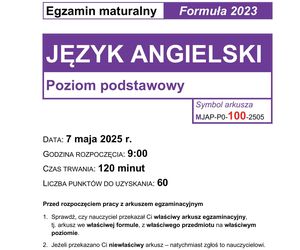 Matura 2025: angielski 7.05.2025. Arkusze CKE i odpowiedzi. Poziom podstawowy [Formuła 2023]