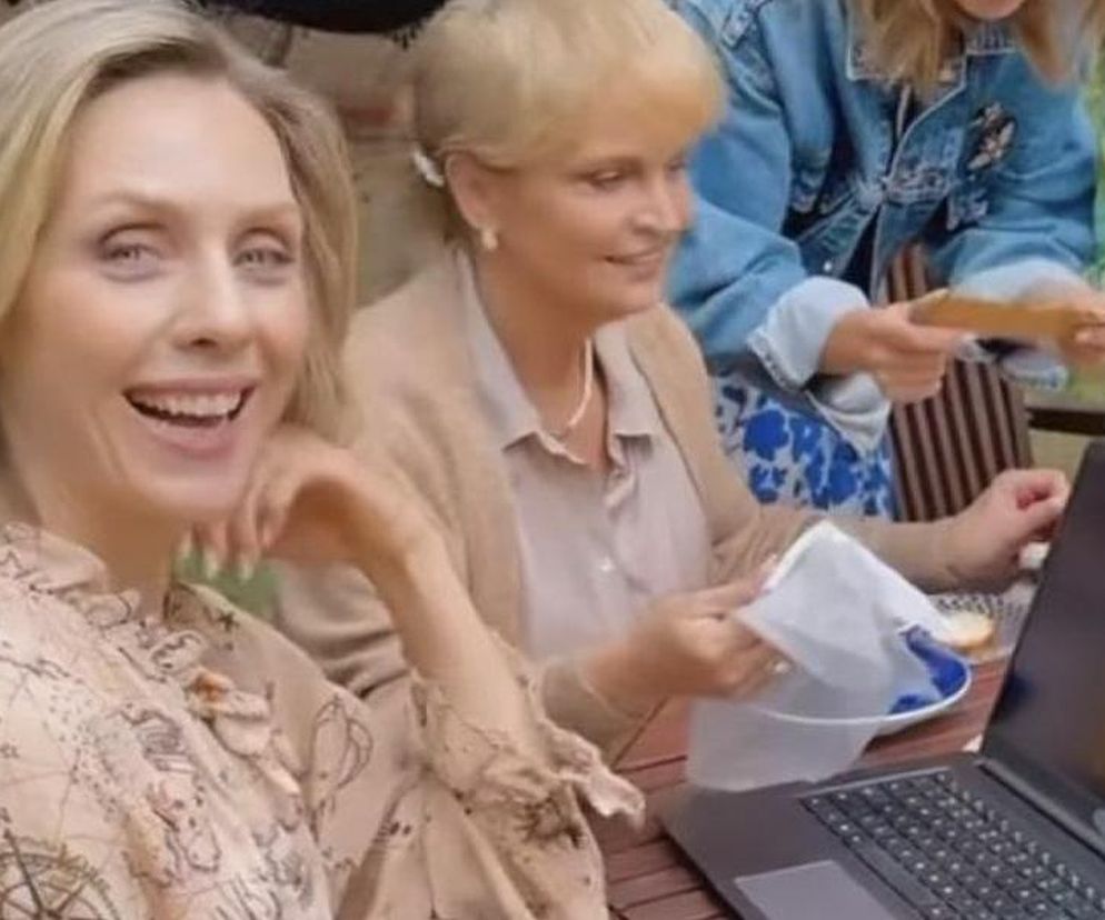 Barwy szczęścia nowy sezon na planie. Małgorzata (Adrianna Biedrzyńska), Malwina (Joanna Gleń)