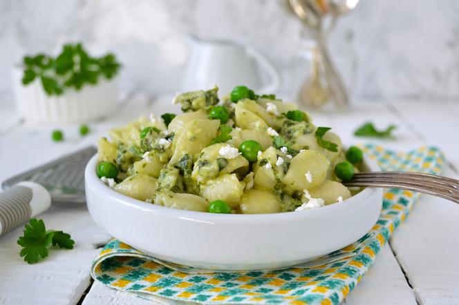 Penne ze szpinakiem i serem ricotta