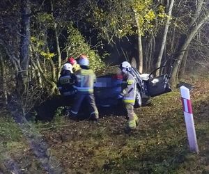 Śmiertelny wypadek pod Bełchatowem. 29-latka uderzyła audi w drzewo [ZDJĘCIA]