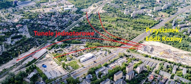 Trwa budowa tunelu średnicowego w Łodzi. Na zdjęciach budowa przystanku Łódź Koziny