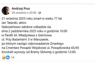 Jan Tatarski nie żyje