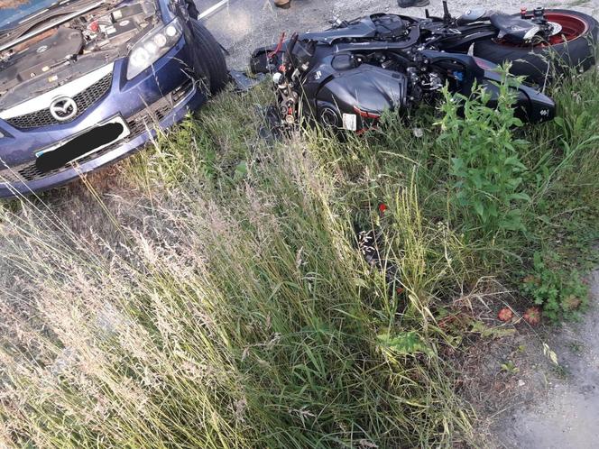 Lisia Góra. Zderzenia motocykla z osobówką na drodze krajowej na 73