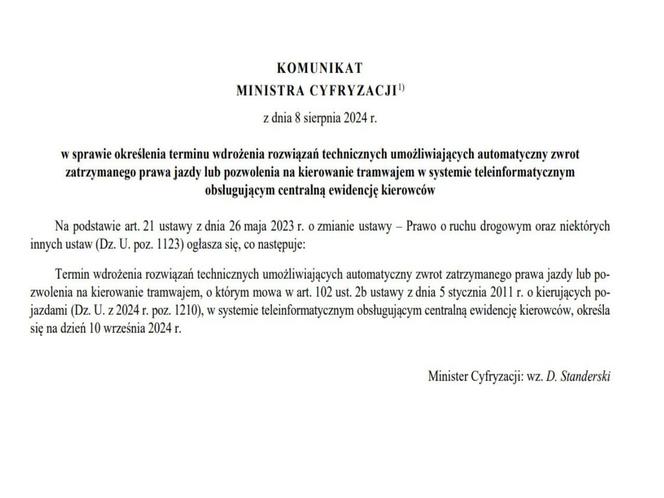 Komunikat Ministerstwa Cyfryzacji