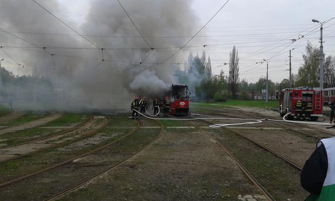 Pożar tramwaju w Chorzowie