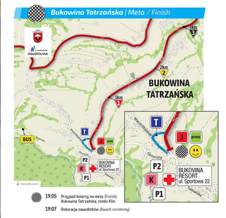 VII etap Tour de Pologne. Trasa Bukovina Resort - Bukowina Tatrzańska. MAPA