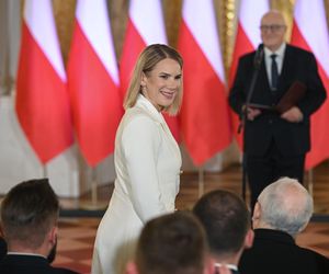  Marta Nawrocka w jasnej kreacji na Zamku Królewskim