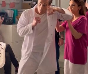 	M jak miłość nowy sezon. Olek (Maurycy Popiel), Aneta (Ilona Janyst) na planie