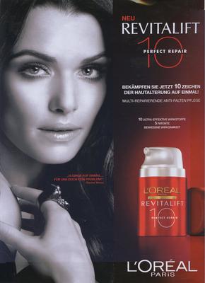 Rachel Weisz w reklamie kremu przeciwzmarszczkowego L'Oreal Revitalift