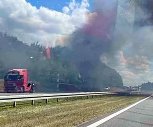 Pożar TIRa na autostradzie A4 w Mysłowicach