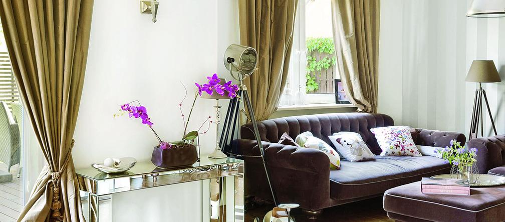 Zasłony do salonu w stylu glamour