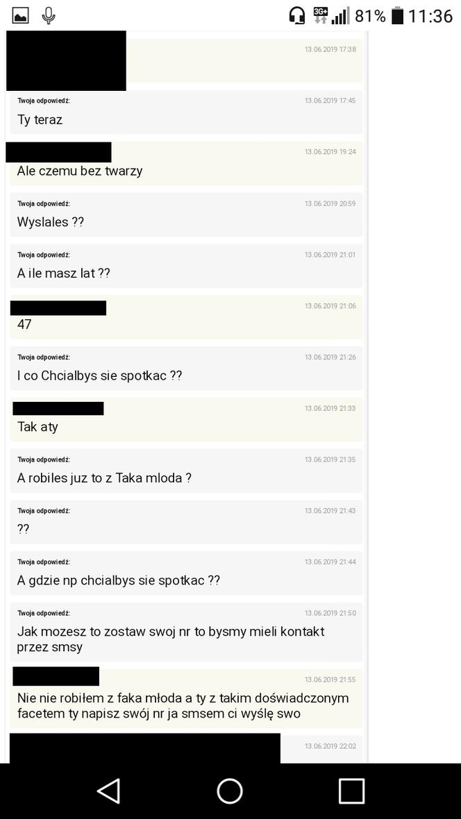 Białystok. Zapis SMS rozmowy z pedofilem zatrzymanym na ul. Warszawskiej