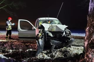 Poważny wypadek pod Chełmżą. Wypadł z drogi i uderzył w drzewo