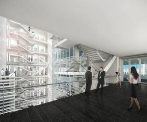 Wnętrze wieżowca reforma Towers projektu Richard Meier & Partners