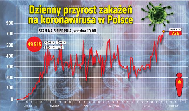 Koronawirus w Polsce. Wykresy, grafiki, statystyki (6 sierpnia)