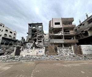 Zbombardowane budynki Gazy