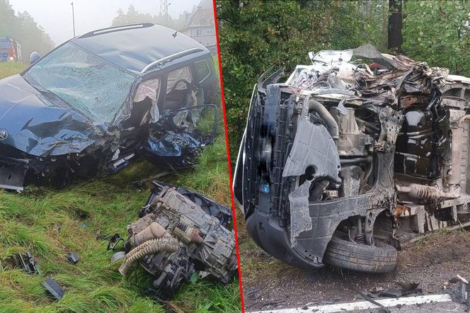 Trzy auta rozbite, jedna osoba w szpitalu! Droga krajowa zablokowana po wypadku