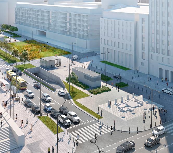 Plac Powstańców Warszawy w Warszawie z parkingiem podziemnym - wizualizacja