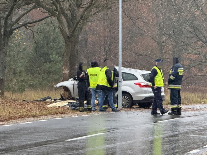 Po uderzeniu w drzewo, z auta wypadł silnik. Kierowca nie miał szans. Zginął na miejscu