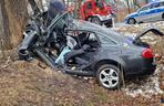 Audi roztrzaskało się na drzewie, 40-latek zginął na miejscu