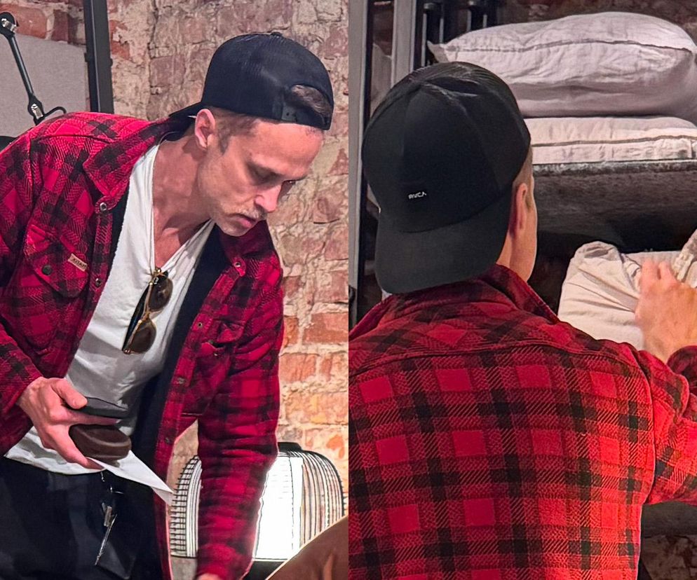 Maciej Zakościelny głaszcze kołdrę po rozwodzie