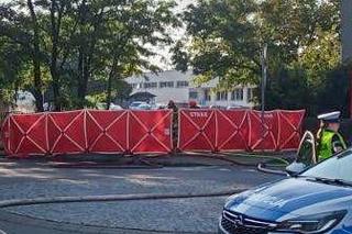 Pożar auta elektrycznego w Skierniewicach. Mężczyzna spłonął w środku [ZDJĘCIA]