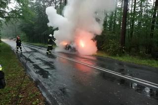 Groza na DW koło Bydgoszczy! Auto stanęło w płomieniach