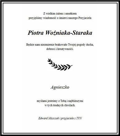 Piotr Woźniak-Starak - nekrologi