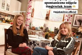 M jak miłość nowy sezon po wakacjach 2025. Lenka (Olga Cybińska), Sara (Nadia Smyczek) na planie