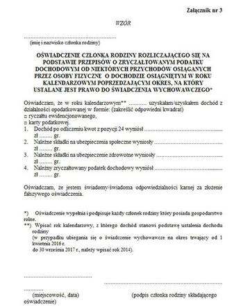 Wzór wniosku Rodzina 500+ /21