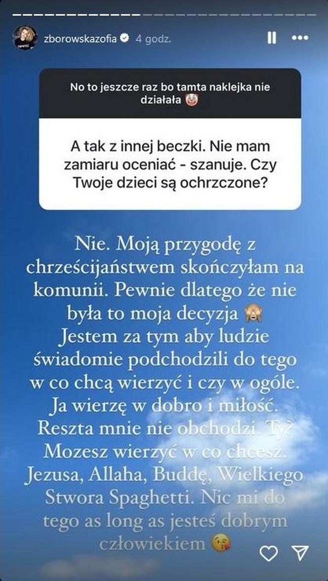 Fanka pyta Zofię Zborowską, czy ochrzciła córki?