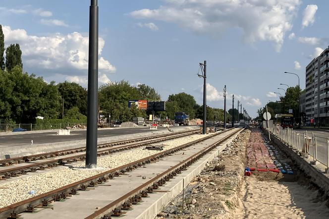 Budowa tramwaju na ul. Sobieskiego w Warszawie