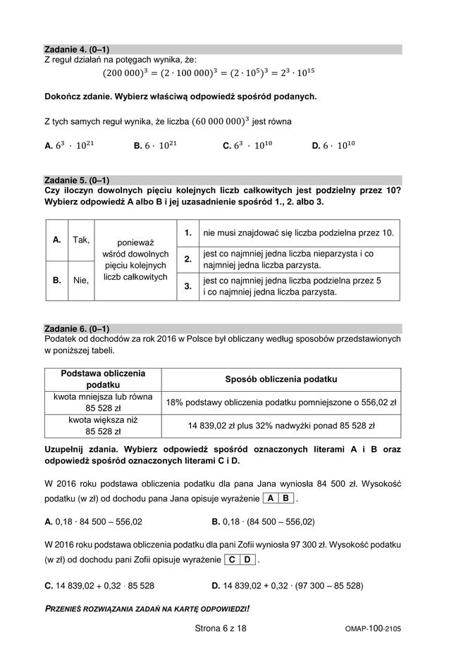  Egzamin ósmoklasisty 2021 matematyka. Arkusze CKE, pytania, odpowiedzi [26.05.2021]