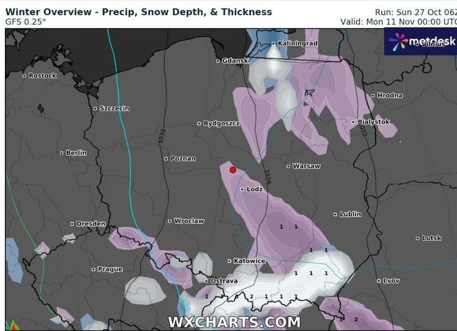 Śnieg w Polsce około 10 listopada 2024