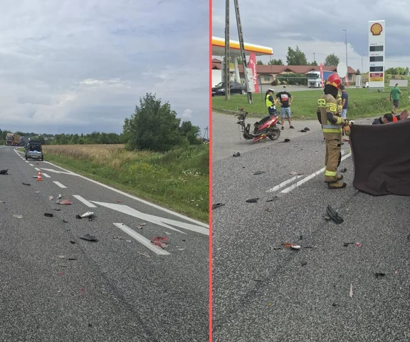 Tragedia pod Sandomierzem. Nie żyje kierowca skutera