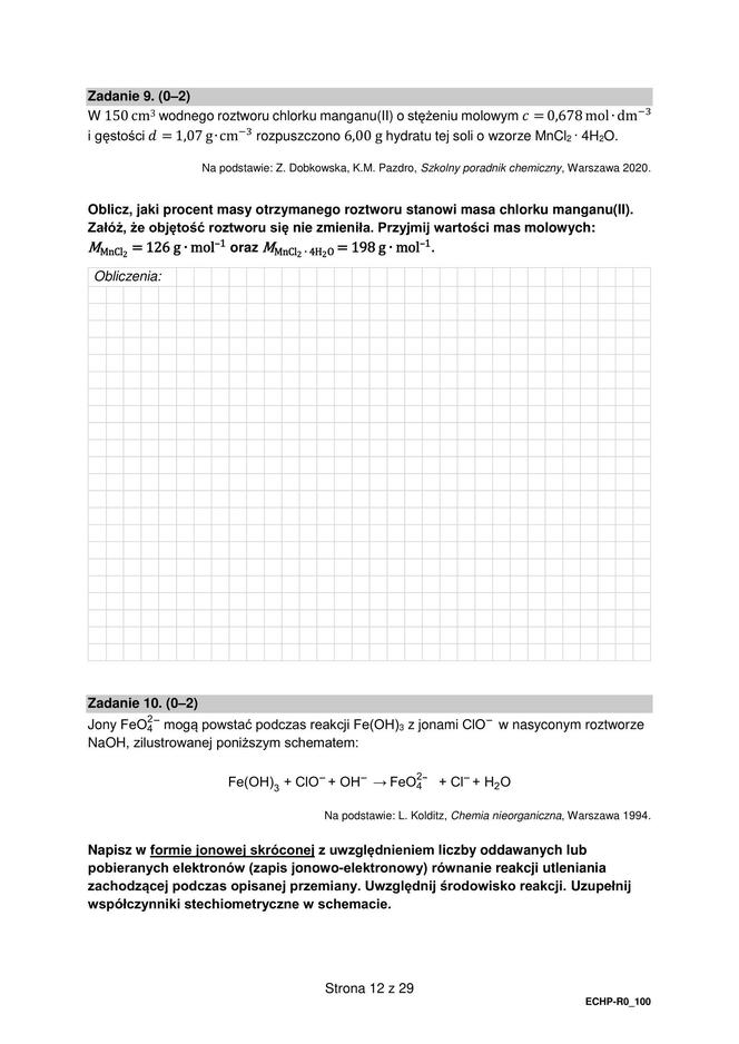 Matura 2024: chemia rozszerzona – ARKUSZ FORMUŁA 2015