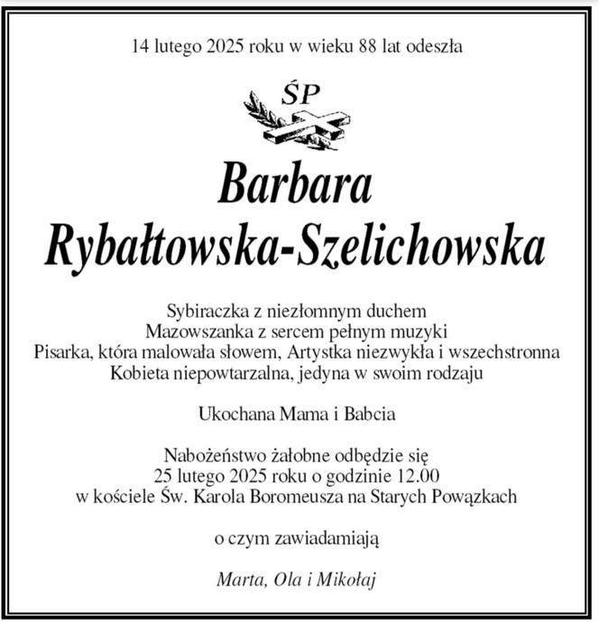 Barbara Rybałtowska-Szelichowska