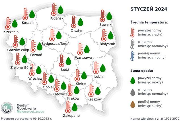 Prognoza pogody na styczeń 2024 r.