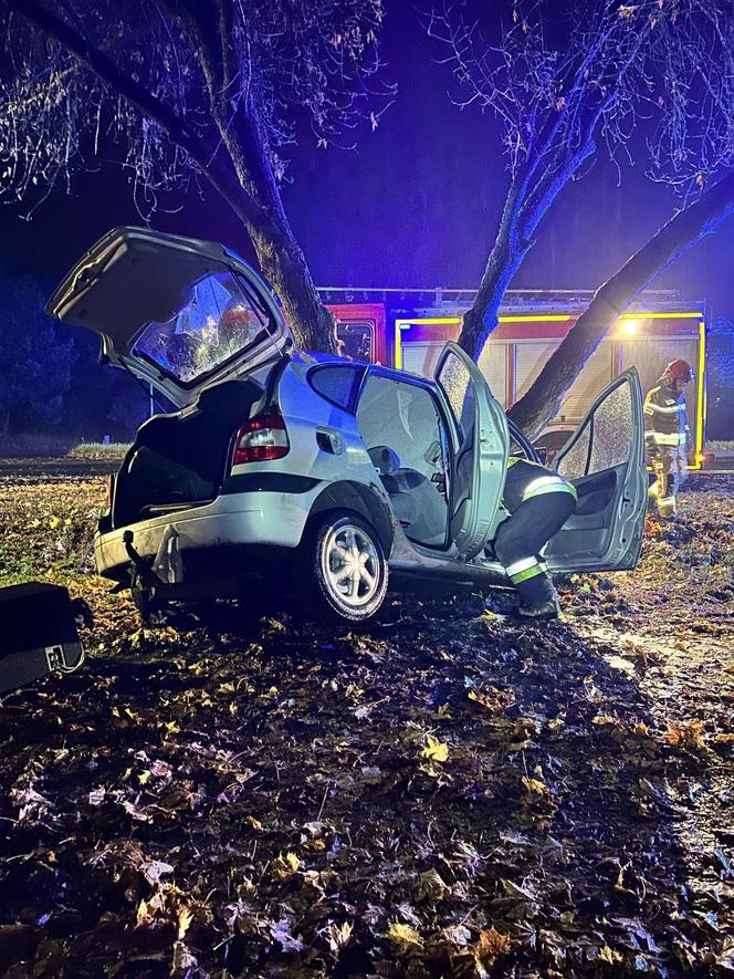 Poważny wypadek w Toruniu. Tak wyglądało auto po uderzeniu w drzewo