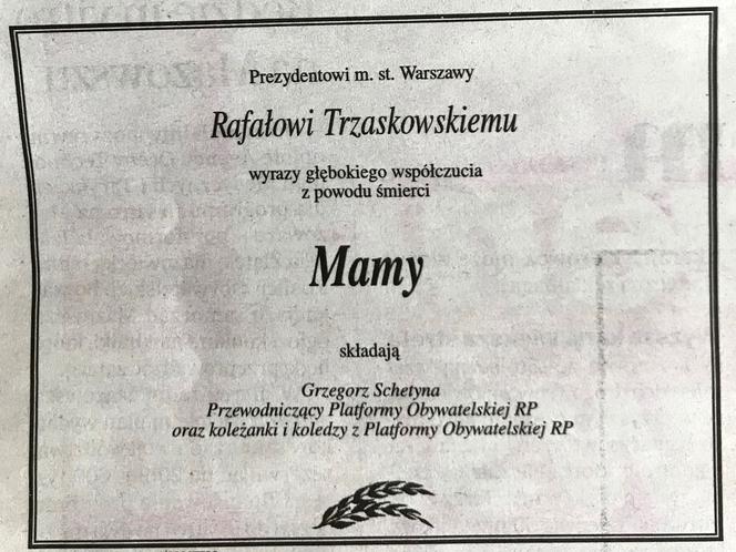 Trzaskowski nekrologi