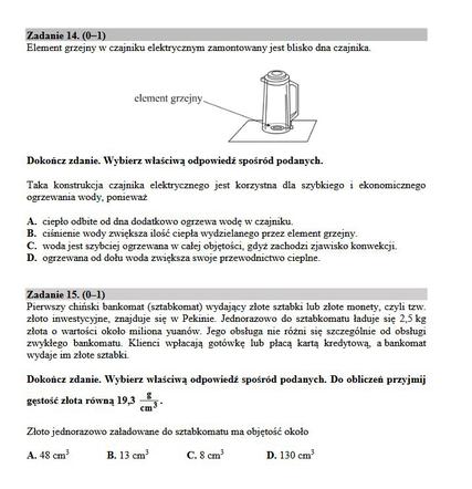 Egzamin gimnazjalny 2017 część przyrodnicza
