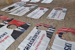 Łowca głów Rafała Trzaskowskiego w rękach policji. Pociął 50 transparentów wyborczych!