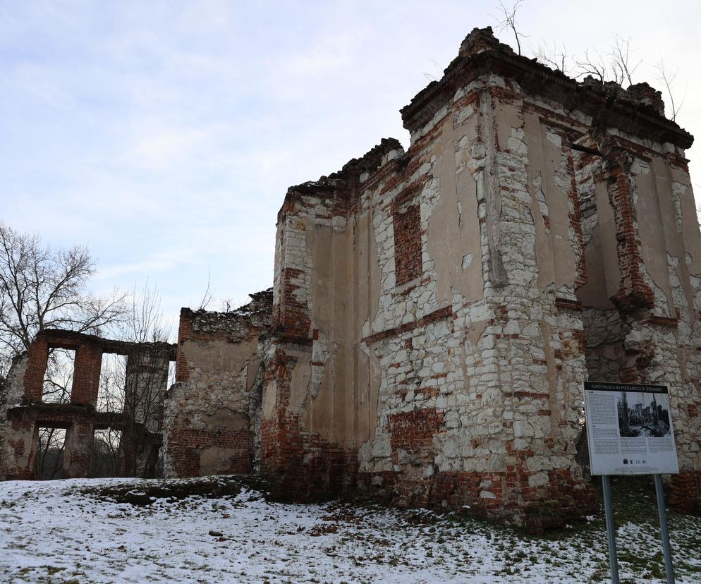 Ruiny zamku w Bychawie położone są nad zalewem