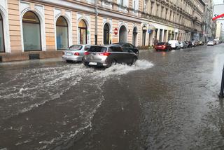 Krajobraz centrum Łodzi po burzy