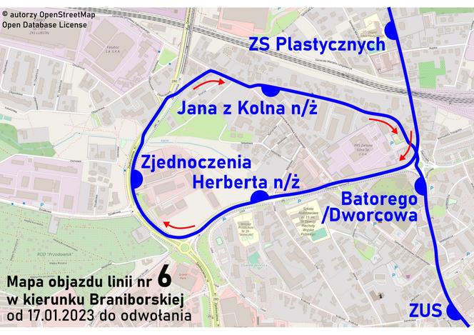 Zmiany w kursowaniu MZK w Zielonej Górze, styczeń 2023