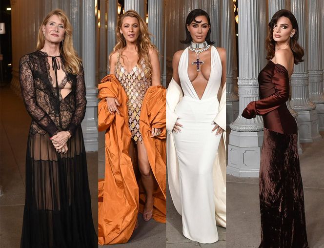 Gwiazdy na gali Lacma: Kim Kardashian i Laura Dern z biustem na wierzchu