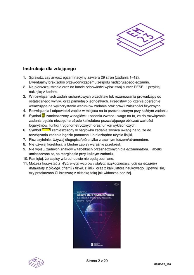 Matura 2025 fizyka rozszerzona - odpowiedzi do wszystkich zadań z arkusza CKE 20.05.2025 - Formuła 2023