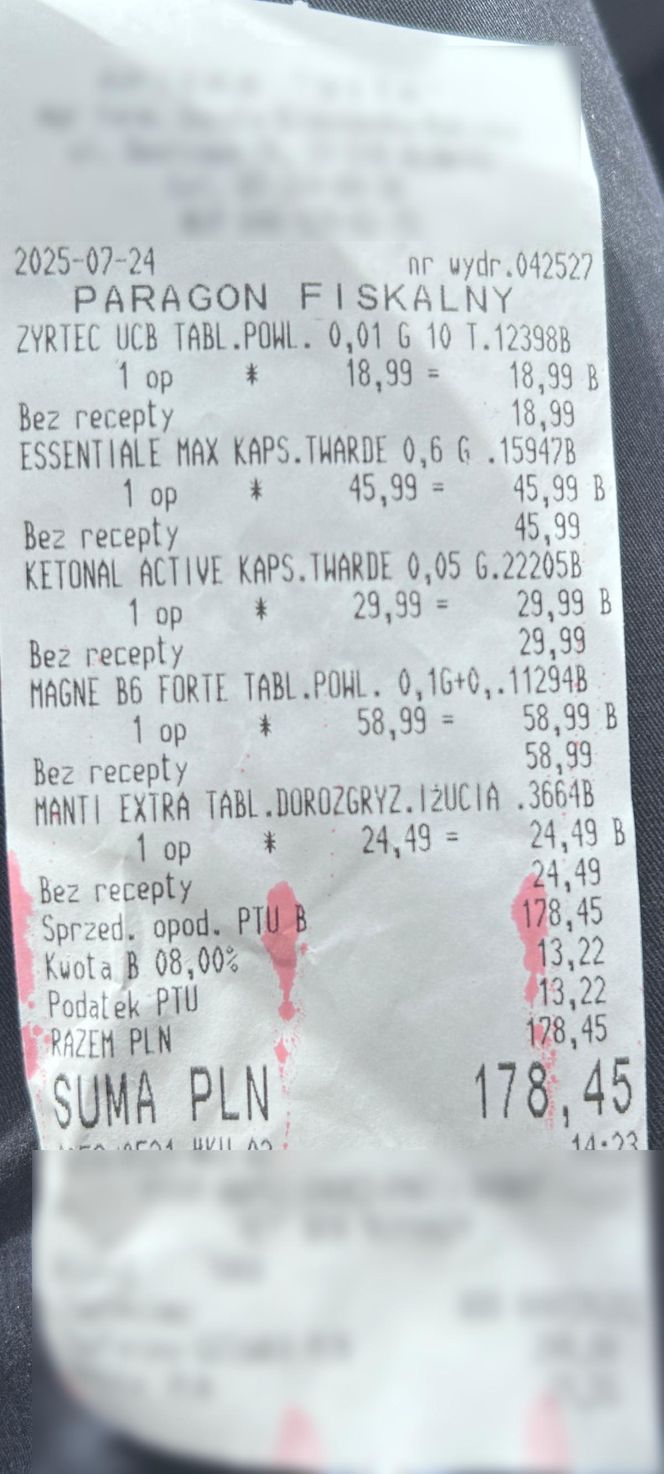 Paragony grozy z turystycznych aptek